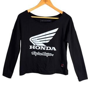 Troy Lee Designs Womens Honda Sweatshirt Boat Neck Oversized Crop Size M Moto